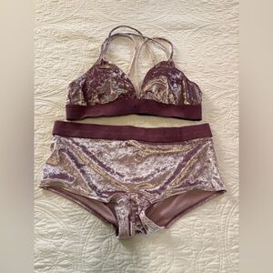 Victoria’s Secret Velvet Bralette and Boyshort Set in Mauve